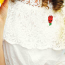 Ghost Rose Flower Pins Brooch Creative Clothes Lapel Jacket Badges (Red) A