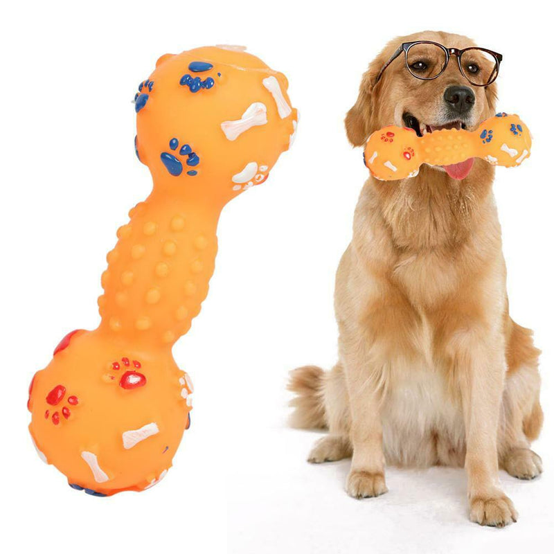 Colorful Dotted Dumbbell Shaped Squeeze Squeaky Faux Bone Pet Dog Toys