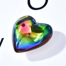 Smooth Rainbow Titanium Crystal Heart Pendant Bead 30x24mm SH689