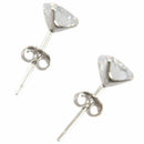 1 Pair 6MM Round Cubic Zirconia Anti allergic Crystal Stud Earrings-White