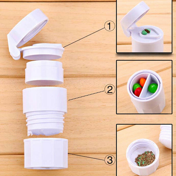 portable organiser 3-in-1 pill cutter medicine splitter hold storage box pil Kw