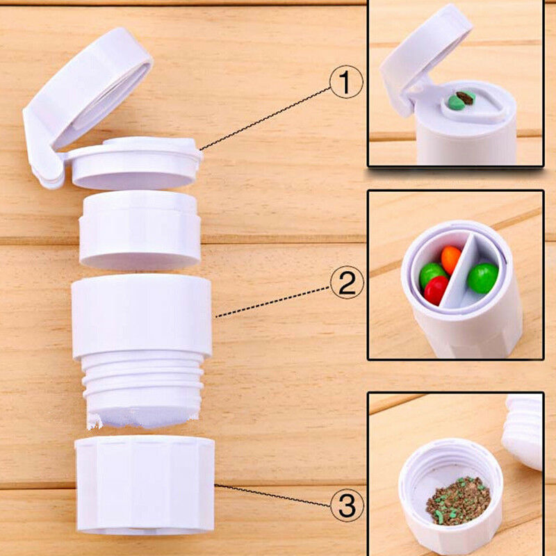 portable organiser 3-in-1 pill cutter medicine splitter hold storage box pil Kw