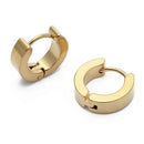 Pair Men's Hoop Huggie Earrings Titanium Steel 4mm x 9mm Golden Tone W6Z8
