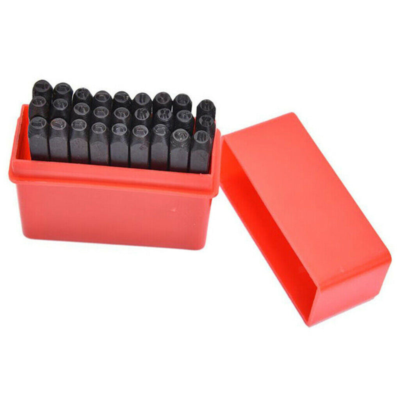 Alphabet Stamps Craft Set Letters Punch Steel Metal Leather Tool Case 8mm