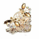 Hair Clamp Claw Clip Metal Crystal Glass Coffee Women Hot 35x65mm