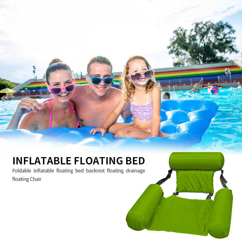 Inflatable Foldable Floating Row Beach Swimming Pool Water Hammock (Green)