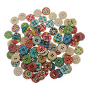 100pcs 15mm Wood Round Spotty Checked Design Buttons for Sewing Scrapbooking