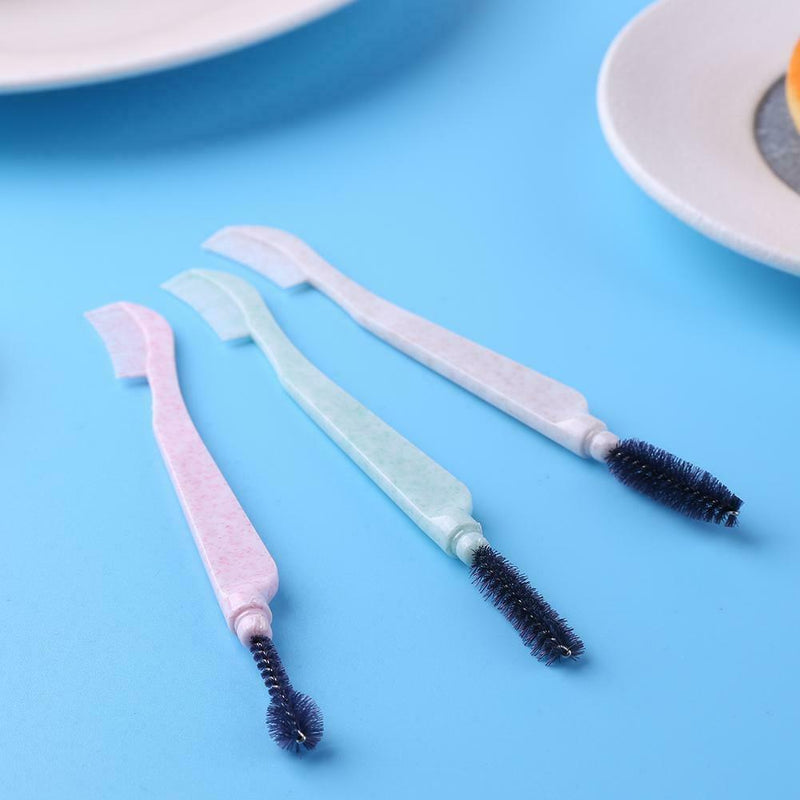 Double Head Eyebrow Fashion Brush Comb Wheat Straw Handle Eye Brows Makeup Tools
