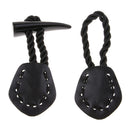 1 Set Retro Leather Horn Toggle Button Fastener Duffle Jackets Coats Clothes