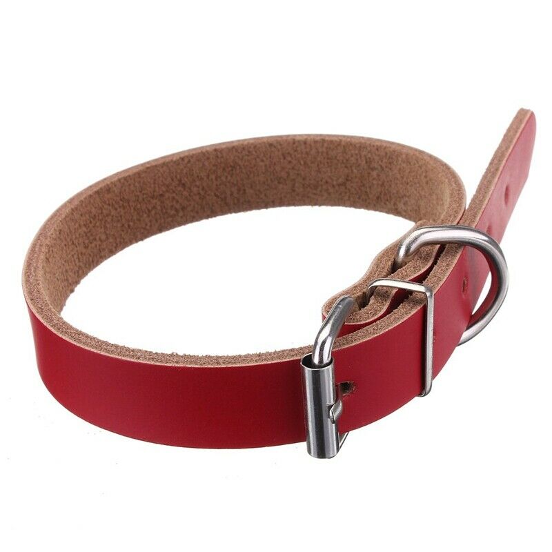 Leather collar For Dog Cat Pet Puppy Pink-L
