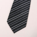 New Classic Striped Black White JACQUARD WOVEN Silk Men's Tie Necktie