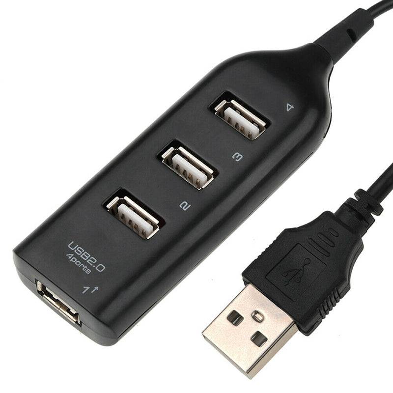 USB Hub 5Mbps High Speed Multi USB 2.0 Adapter 4 Port Splitter (Black)