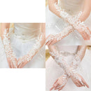 Crystal White Lace Bridal Glove Wedding Party Pageant Long Gloves Fingerless BX
