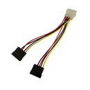 4 Pin IDE Male Molex to 2 port  SATA Y Splitter Female HDD Power Adapter Cable