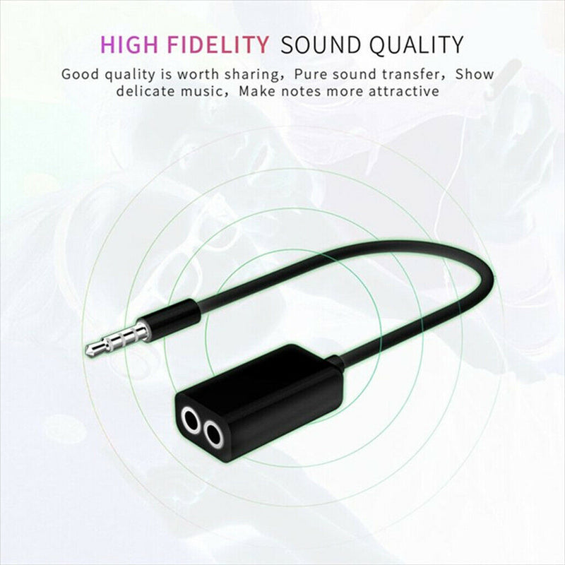 Audio Extension Cable Y Adapter Connecter 3.5mm Jack 1 Male to 2 Female Lead