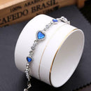 Fashion Charm Women Ocean Heart Blue Crystal Rhinestone Bangle Bracelet Favor