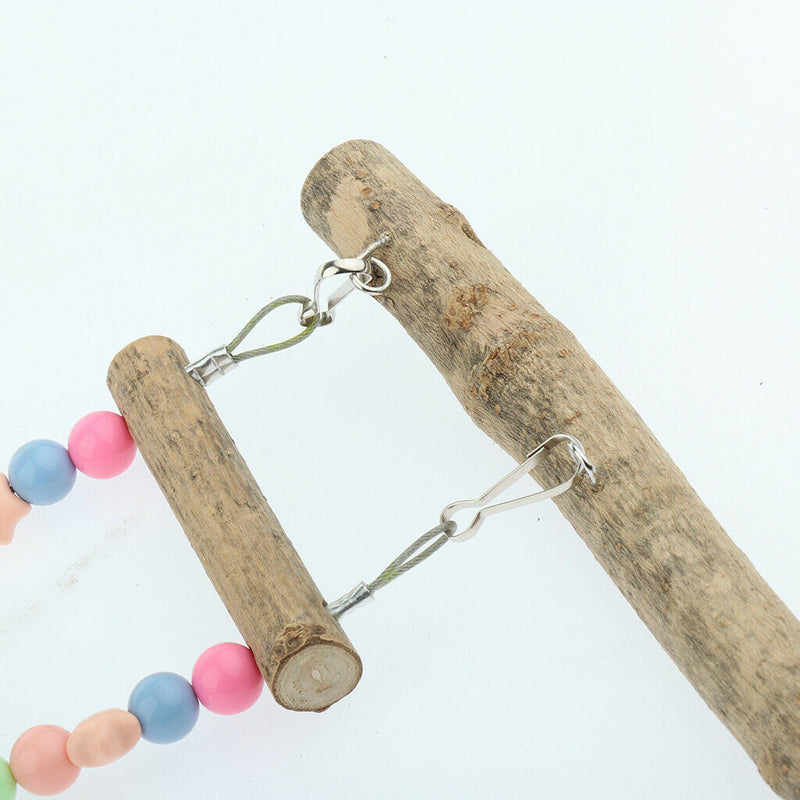 Natural Wood Bird Standing Climbing Ladder & PerchToy Set for Large Medium