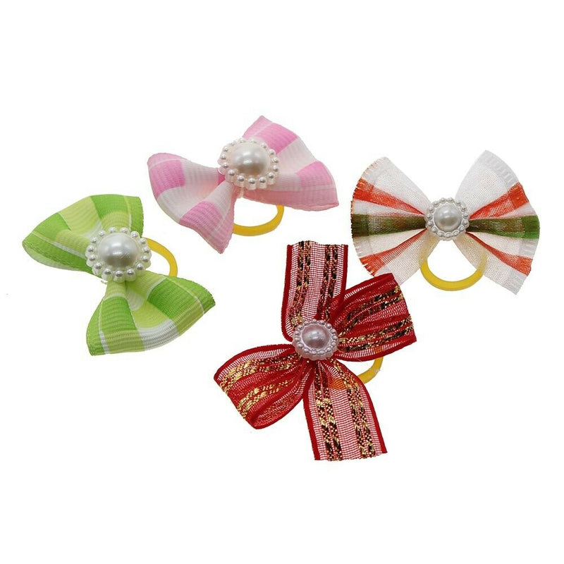 5pcs Cute Pet Dog Cat Hair Bows Puppy Accessories Handmade Bow Tie Nylon Canvas
