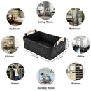 Nordic Black Felt Cloth Desktop Storage Basket with Handles Simple Home Sun V4T5