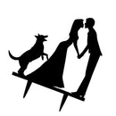 Romantic Cake Topper with Dog Acrylic Silhouette Cake Topper Cake Decoration