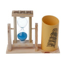 Wood Timer Pen Holder Office Desk Accessories with Hourglass Scrub Pencil Holder
