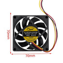 70x70mm 12V 3-Pin PC Computer Case CPU DC Brushless Cooler Cooling Fan BlackL5O2