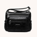 Retro Women Shoulder Bag Multi-zipper Big Capacity Crossbody Pouch (Black)