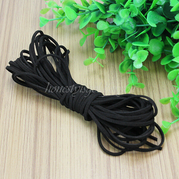 1 Roll Durable Black Suede Leather Cord String 2mm for Bracelet Necklace DIY