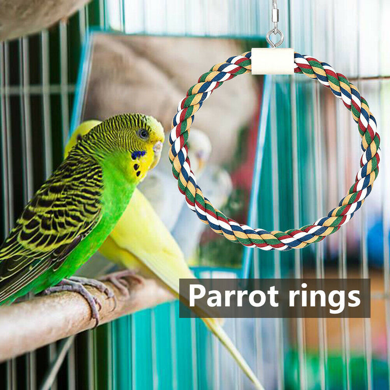 Pet Stand Training Birds Swing Toys Cage Hanging Braided Chew Rope (S) A