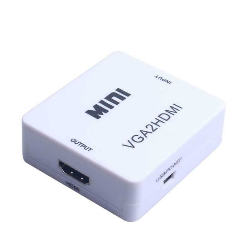 Mini VGA To HDMI Converter With Audio VGA2HDMI Video Box Adapter White