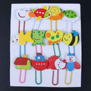 12 pcs / 1 Set Cute Cartoon Animal Pattern Wooden Paper Note Clips Bookmark