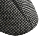Mens Tweed Wool Herringbone Flat Cap Hat with Quilted Lining - Black & Grey K6J4