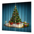 Christmas Curtains, Happy New Year Christmas Tree and Lights Print, Living Room