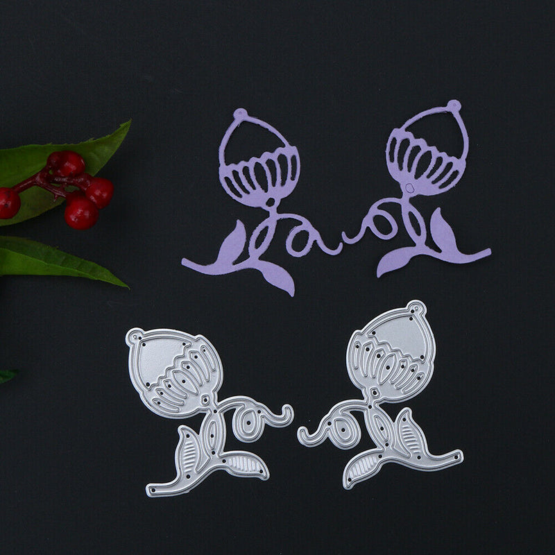 Symmetrical Flower Bud DIY Metal Embroidery Craft Stencil Cutting Die