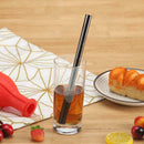 5pcs Reusable Stainless Steel Drinking Straws with Cleaning Brush (Black) A