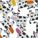 50pcs wooden button cute cow pattern scrapbook craft buttons garment accessoryOZ