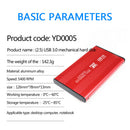 YD5 Aluminum 2.5 Hard Drive Case SATA to USB 3.0 HDD SSD Enclosure (Red)
