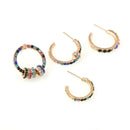 4pcs Multicolor Diamond Earrings Ear Hook Fashion Women Ear Dangle Jewelry