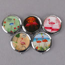 Women makeup compact pocket flamingo mirrors portable double-side folding mir!j