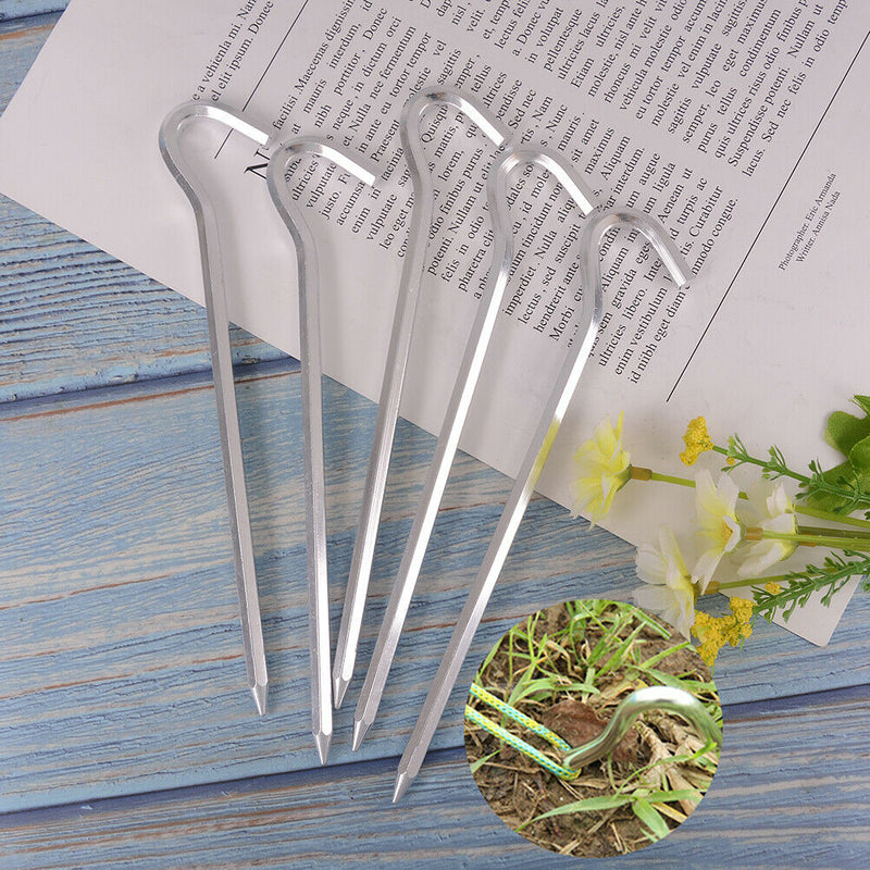 5 Pcs Alloy Tent Stakes Pegs Heavy Duty Nail Head 7.01inch Solid Steel Me %x