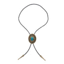 Men Bolo Tie Necklace Turquoise Stone Western Cowboy PU Leather Rope Necktie
