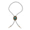 Men Bolo Tie Necklace Turquoise Stone Western Cowboy PU Leather Rope Necktie