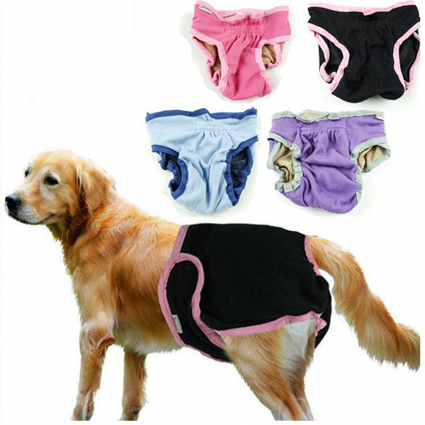2 Pcs Female Dog Diapers Sanitary Pantie Pant Reusable Dog Diapers Wrap L/XL