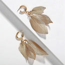 Fashion Simulation Leaf Pendant Earrings Texture Metal Grain Leaf Earrings