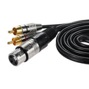 2Pieces Dual RCA Male to XLR 3 Pin Female Mic Cable Splitter Connector Lead