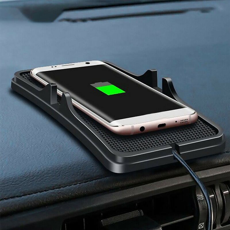 Qi Car Wireless Charger Charging Pad Dock Station Silicone Phone Holder Stand