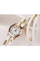 Fashion Women Retro Synthetic Leather Strap Watch Bracelet Wristwatch-White G3A3