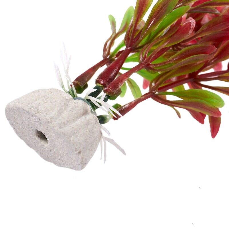 Aquarium Air Stone Red Green Artificial Aquatic Plant Ornament 15"