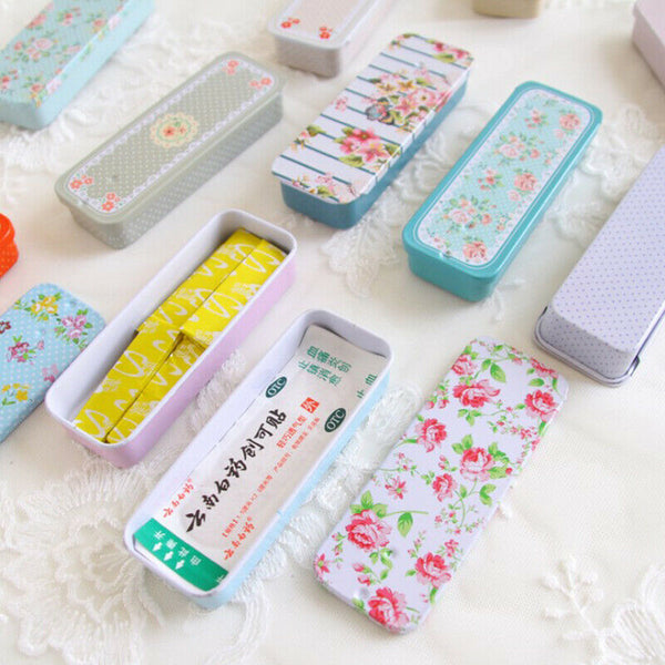 1PC Portable Mini Floral Metal Storage Box Slide Jewelry Organizer Container Ew