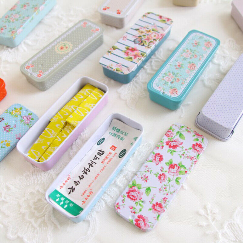 1PC Portable Mini Floral Metal Storage Box Slide Jewelry Organizer Container Ew